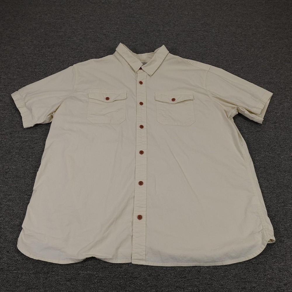 L.L.Bean Shirt Mens XL White Short Sleeve Button Up Stretch Traditional Fit